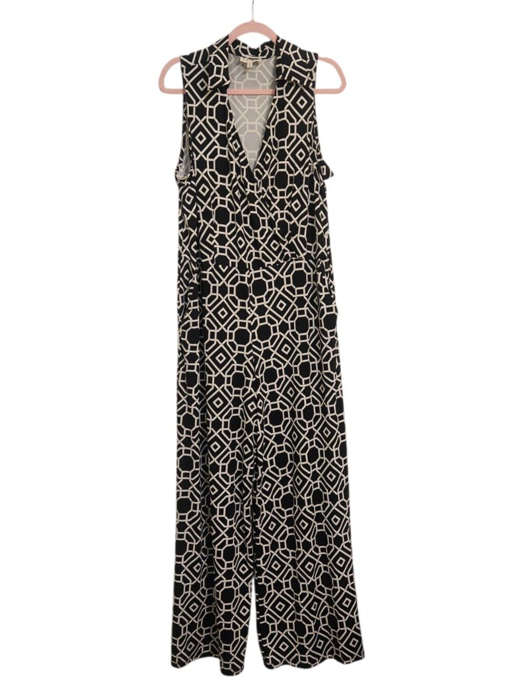 Laura Black & White Sleeveless Jumpsuit Size 16 (XL)